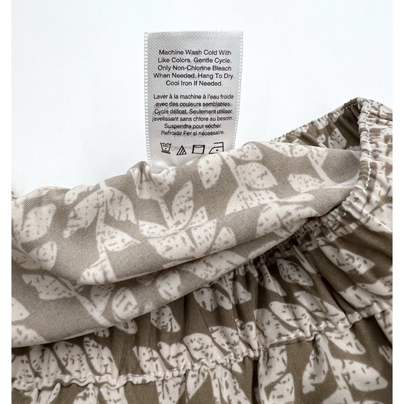 Coldwater Creek Light Brown and Cream Printed Leaves Pull On Pants